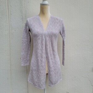 Tahari tan longleeve open front linen blend knit cardigan womens sz small
